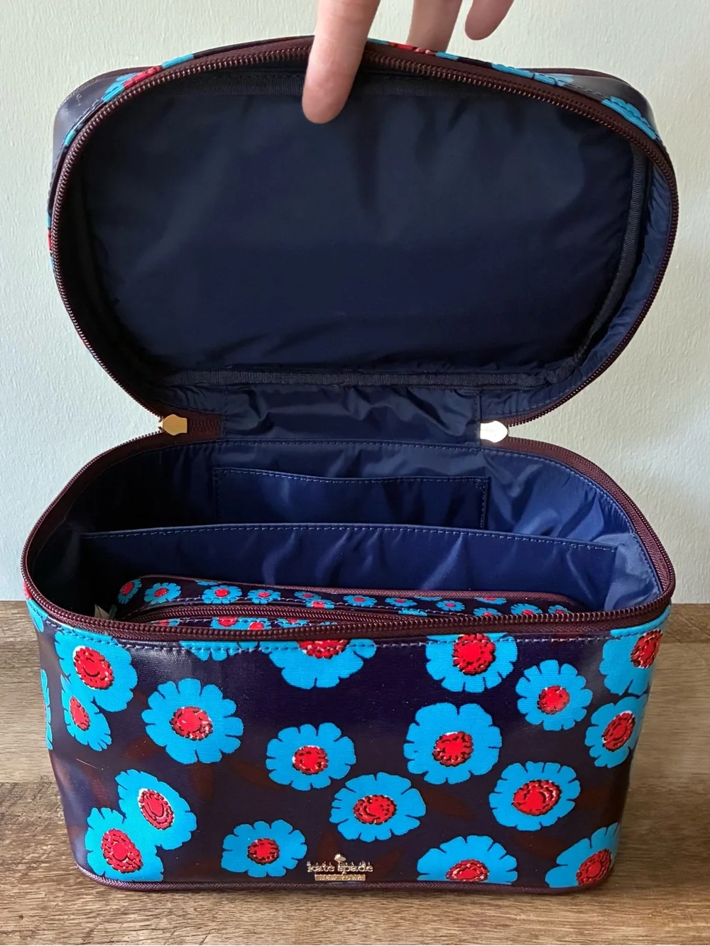 Kate Spade Natalie Cosmetic Case & Pouch Two Piece Set, Peacock Tangier Floral
